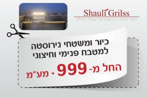 כיור ומשטחי נירוסטה פנים וחוץ החל מ999 שח